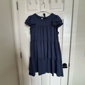 Easel Dark Blue Tiered Kids Dress